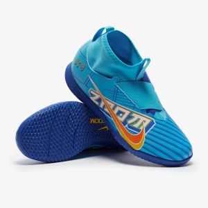 Nike Kids Air Zoom Mercurial Superfly IX Academy x Mbappe IC fußballschuh - Baltic blau/weiß