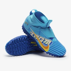 Nike Kids Air Zoom Mercurial Superfly IX Academy x Mbappe TF fußballschuh - Baltic blau/weiß